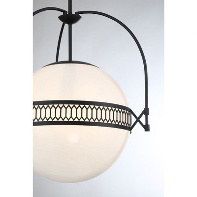 Thornhill Matte Black 3-Light Pendant with Strie Glass Shade