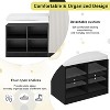 Gulches Livingroom Entryway Cabinet with Shoe Bench 4 Open Racks Adjustable Shelves Hooks Removable Cushion Wavy Slatted Door Beige and Black - 3 of 4