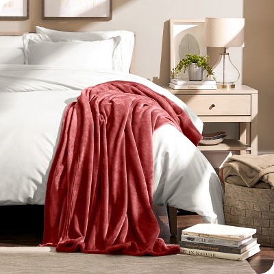 Twin Reversible Fleece Wool Blanket in Rosewood