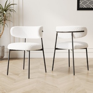 HDZNVF Set of 2 Modern Dining Chairs, Velvet Chairs With Metal Legs, White - 1 of 4