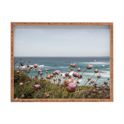 Henrike Schenk - Travel Photography Pink Flowers by the Ocean Rectangular Tray - Deny Designs