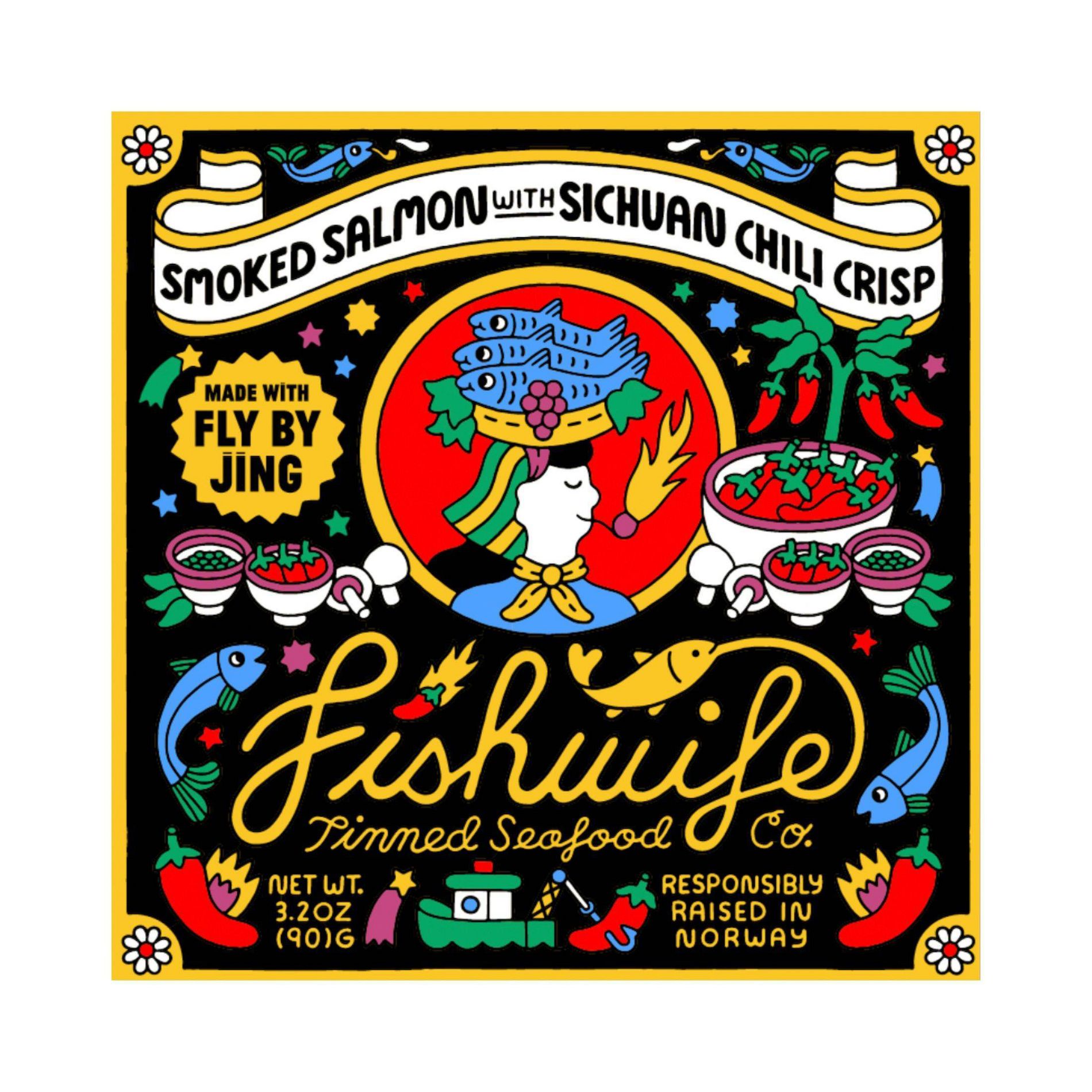 Fishwife Tinned Seafood Co Smoked Salmon with Fly by Jing Sichuan Chili Crisp - 3.2oz