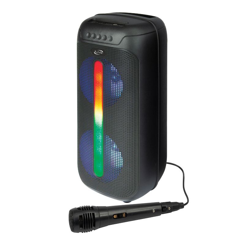 iLive Jam Time Portable Bluetooth® Speaker System with LED Lights, Microphone, and Speakerphone, True Wireless, Black, ISB293B, 1 of 11