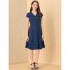Allegra K Women's Short Sleeve Cotton Work Collar Midi Button Down A Line Dresses - 2 of 4