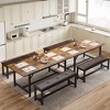 Dining Table Set for 4-6, 63" Large Extendable Dining Room Table Set for 6, Wood Rectangle Kitchen Table with 2 Soft Benches - 3 of 4