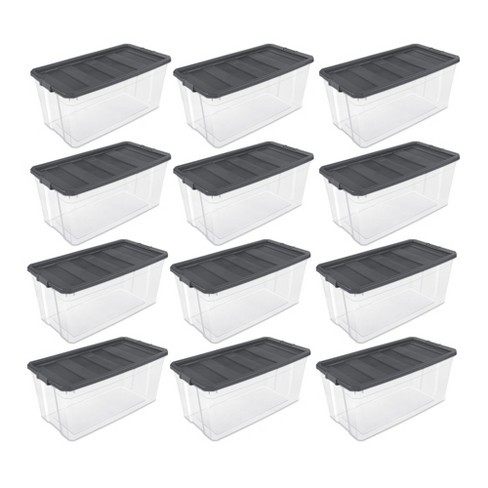 Sterilite Large 45 Gal Wheeled Latching Storage Tote Boxes, Gray