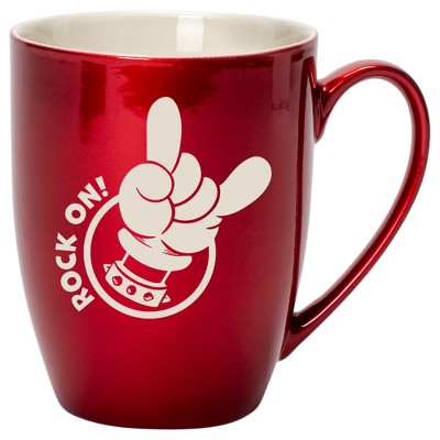 100 North Heavy Metal 10 Ounce Cardinal Red Metallic Finish, Comfortably Fits Your Hands, New Bone China Coffee Tea Cup Mug, Rock On!