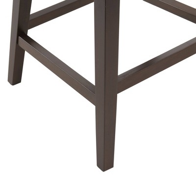 Elegant Beige Fabric and Dark Coffee Wood Swivel Counter Stool