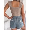 Women's 2025 Summer Tank Tops Square Neck Ruffle Strap Sleeveless Cropped Ribbed Knit Shirts - 4 of 4