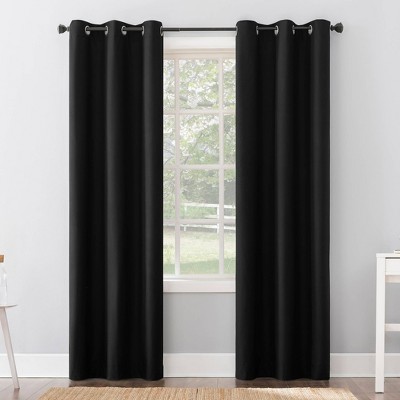 63"x40" Cyrus Thermal Sheer Grommet Top Curtain Panel Black - Sun Zero