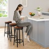 Swivel Bar Stools Set of 4 - 30 Inch Counter Height, Upholstered PU Leather Cushion, Backless Round Design, Metal Frame, Kitchen Home Bar - 2 of 4