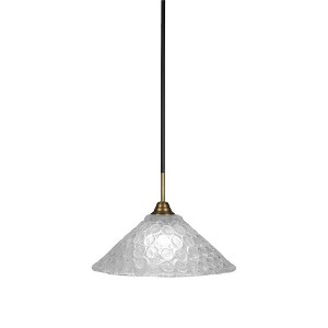 Toltec Lighting Paramount 1 - Light Pendant in  Matte Black/Brass with 16" Italian Bubble Shade - 1 of 1