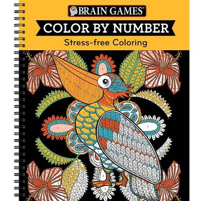 Brain Games - Color by Number: Stress-Free Coloring (Orange) - by  Publications International Ltd & Brain Games (Spiral Bound)