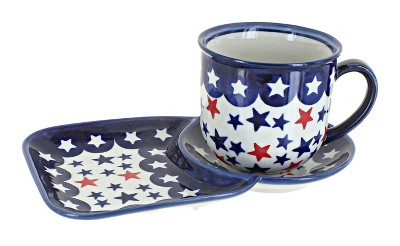 Blue Rose Polish Pottery A59 Andy Dessert Set