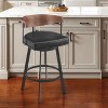 HomeRoots 26" Black and Brown Faux Leather and Iron Low Back Counter Height Swivel Bar Chair - 2 of 4
