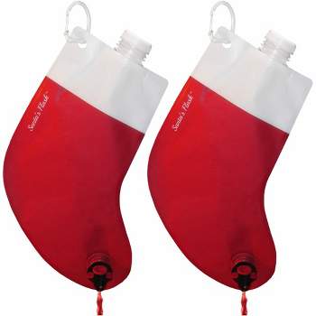 Party Flasks Santa Flask for Liquor, Wine, Drinks: Funny Gag Gifts for White Elephant Christmas Gifts Exchanges; - 2 Pack