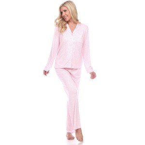 Women's Long Sleeve Pajama Set - White Mark - 1 of 3
