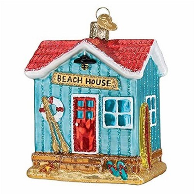 Old World Christmas Glass Ornament For Christmas Tree, Beach House