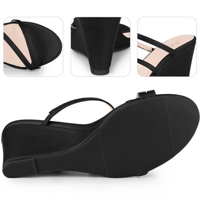 Perphy Women's Open Toe Strappy Open Toe Wedge Heels Slide Sandals - image 3