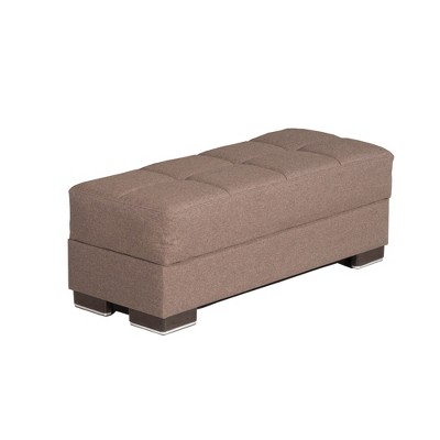 HomeRoots 52" Brown Chenille Tufted Storage Ottoman