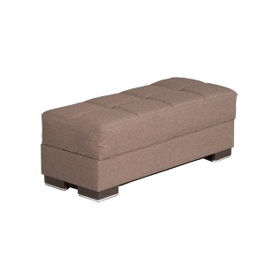 HomeRoots 52" Brown Chenille Tufted Storage Ottoman - 1 of 4
