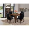 5-Piece Antique Walnut Finish Solid Wood Top - Square Upholstered Dining Room Set - Seats 4 - 2 of 4