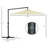 Gulches 9.5FT Round Cantilever Patio Umbrella - Crank, Cross Base, Air Vent, UV50+, Beige, Hanging Offset - 4 of 4