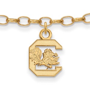 Black Bow Jewelry 14k Yellow Gold Plated Sterling Silver South Carolina Gamecocks NCAA Anklet 9 Inch - 1 of 3