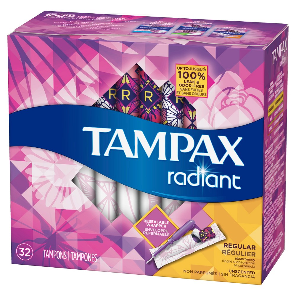 UPC 073010015340 product image for Tampax Radiant Regular Tampons - 32 count | upcitemdb.com