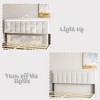 FUFU&GAGA Queen LED Headboard Upholstered,Bedroom Bed Frame,LED Headboard,Durable Fabric & Easy-Clean,TB117 Tested ,Light Gray - 3 of 4