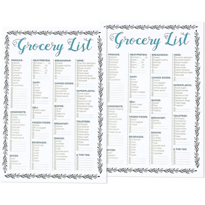 Juvale 2-Pack Magnetic Grocery List, To-do List Notepads, Shopping Note Pad for Fridge, 50 Sheets per Pad, 9.25" x 6.25"