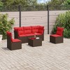 vidaXL 8 Piece Patio Sofa Set with Cushions Poly Rattan - Brown and Red With Table - 2 of 4