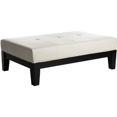 Jordan Off-White Tufted Leather Cocktail Ottoman