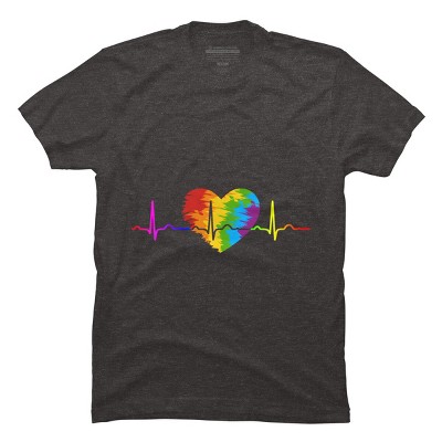 Adult Design By Humans Rainbow Heartbeat Pride By corndesign T-Shirt