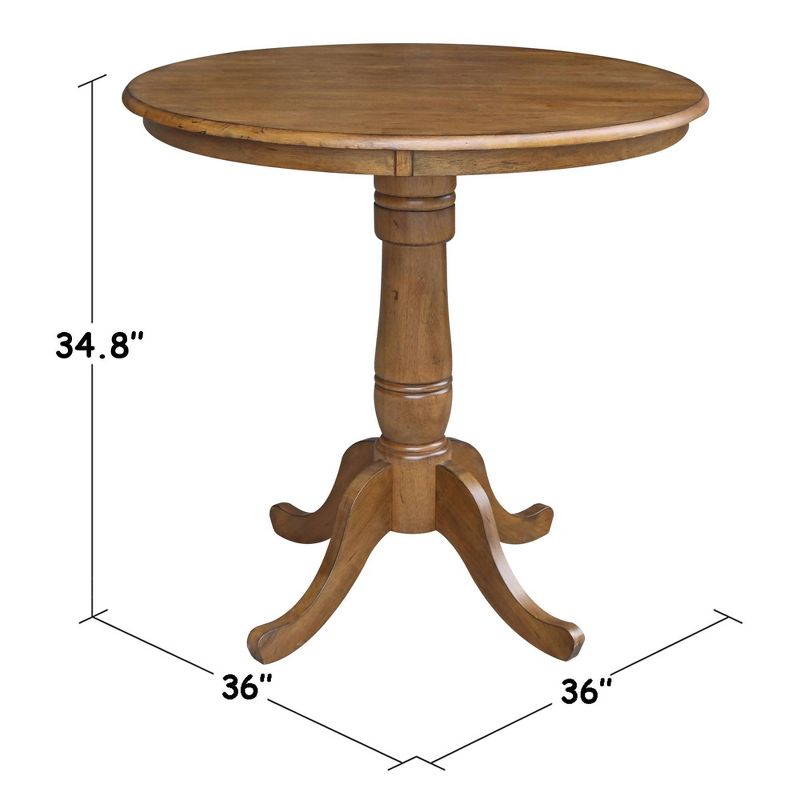 36" Round Top Pedestal Table - Pecan - International Concepts, 4 of 7