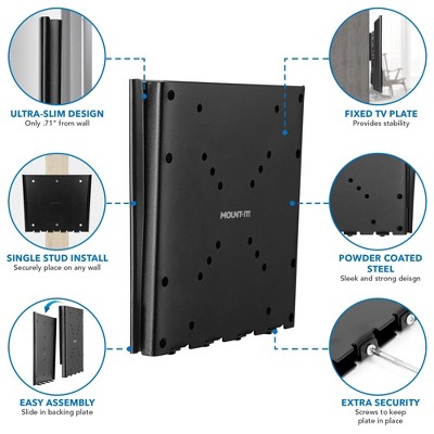 Heavy Gauge Steel Low Profile Fixed TV Wall Mount for 23"-42" Screens