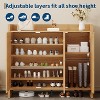 Rattan Shoe Storage Cabinet, 41in Tall Farmhouse Shoe Rack Organizer with Doors & Adjustable Shelves for Entryway Hallway - 4 of 4