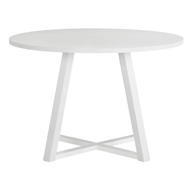 Edo 45'' Round White MDF Dining Table with Trestle Base