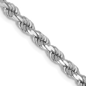 Black Bow Jewelry 4mm 10k White Gold Solid Diamond Cut Rope Chain Necklace - 1 of 4