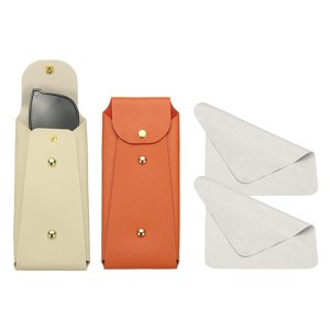 Unique Bargains PU Leather Portable Nail Buckle Soft Eyeglass Cases 2 Pcs - 1 of 4