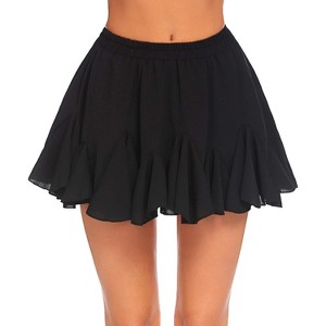 Women's Pleated Skater Skirt - High Waist Flared Mini with Ruffles for Casual Wear A-black - 1 of 4