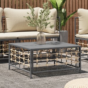 vidaXL Patio Table Anthracite 27.6 in.x27.6 in.x13.4 in. Poly Rattan - 1 of 4