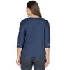 24seven Comfort Apparel Womens Three Quarter Sleeve Boatneck Cold Shoulder Top with Grommet Detail - 3 of 4