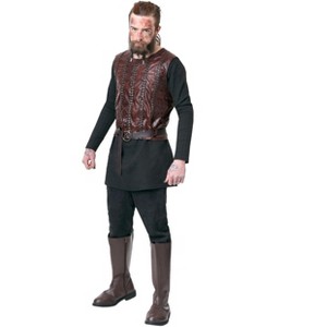 HalloweenCostumes.com Medium  Men  Adult Vikings Ironside Costume, Vikings Bjorn Ironside Halloween Costume, Nordic Chief Outfit, Black/Brown - 1 of 4