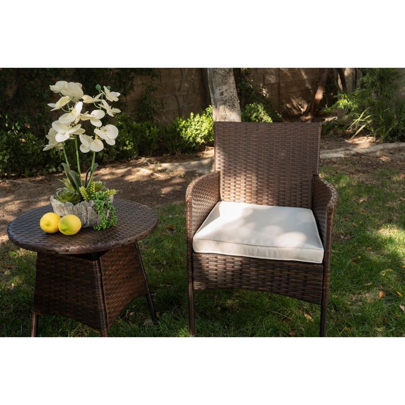Barton 3 Pieces Outdoor Patio Set 2-Person Seating Group with Table, Beige, 3 of 4