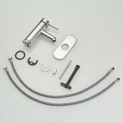 Polished Chrome Single-Handle Bathroom Faucet with Drain Assembly