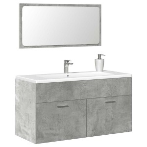 vidaXL Bathroom Cabinet With Mirror Concrete grey Engineered wood Medium - 1 of 4