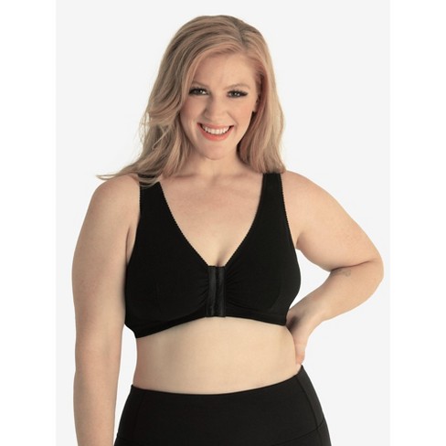Leading Lady The Meryl - Cotton Front-closure Comfort & Sleep Bra In Black,  Size: 46f/g/h : Target