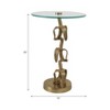Boho Glam Glass & Aluminum Accent Table with Sculptural Banana Leaf Base Side Table for Living Room, Bedroom, or Office 22" Gold - 3 of 4