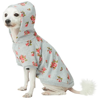 Blueberry Pet Spring Scent Inspired Rose Flower Pullover Dog Hooded  Sweatshirt - Stylish Gray - 10